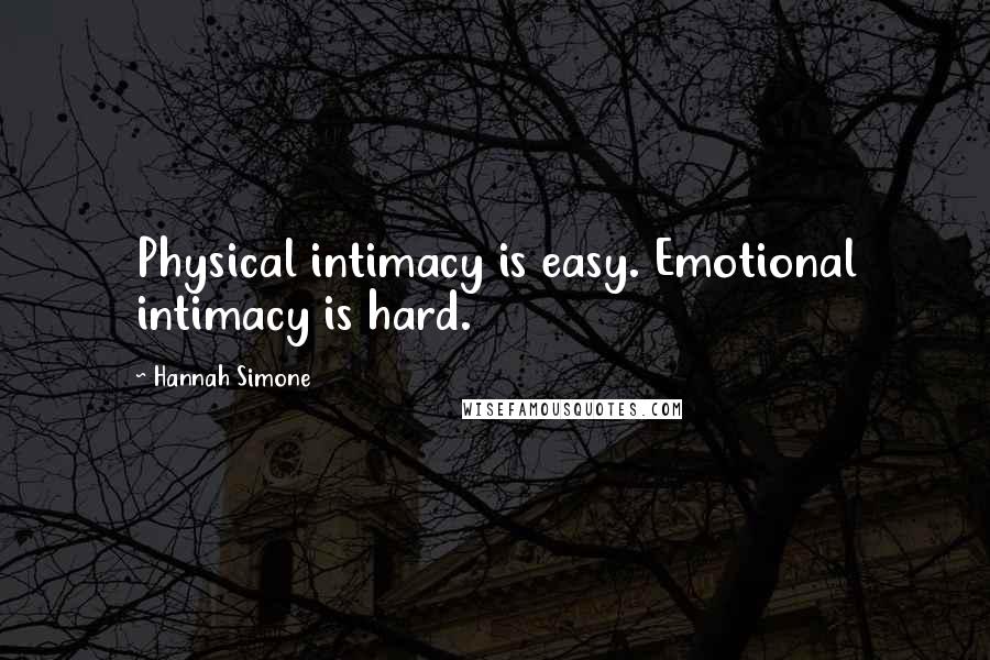 Hannah Simone Quotes: Physical intimacy is easy. Emotional intimacy is hard.