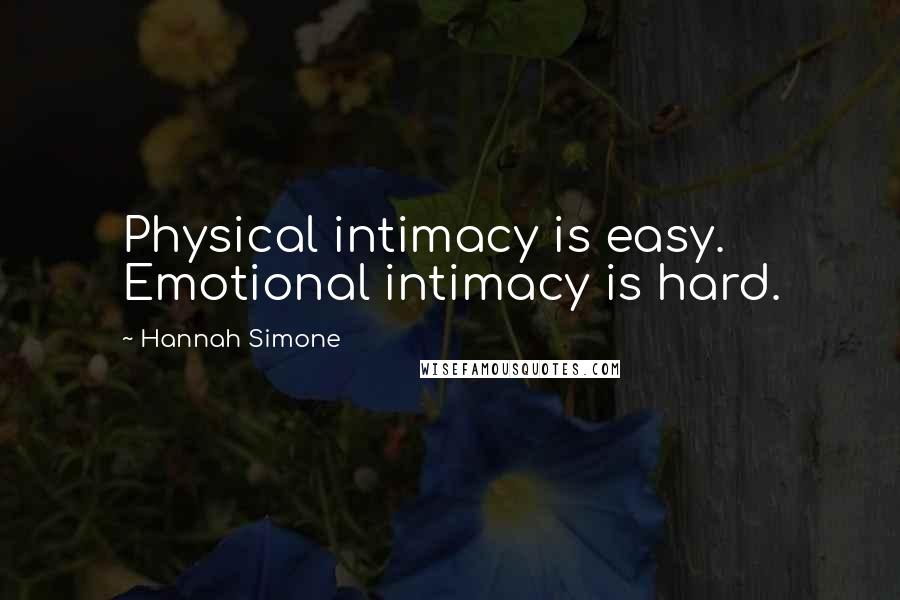Hannah Simone Quotes: Physical intimacy is easy. Emotional intimacy is hard.