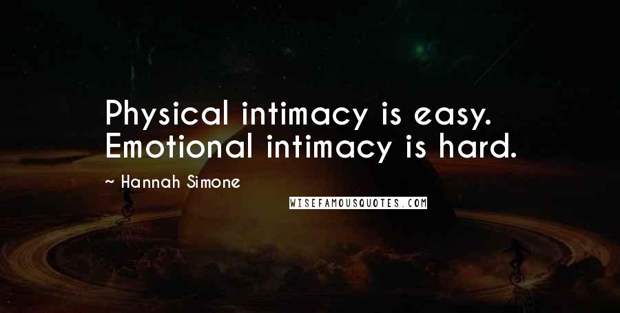 Hannah Simone Quotes: Physical intimacy is easy. Emotional intimacy is hard.