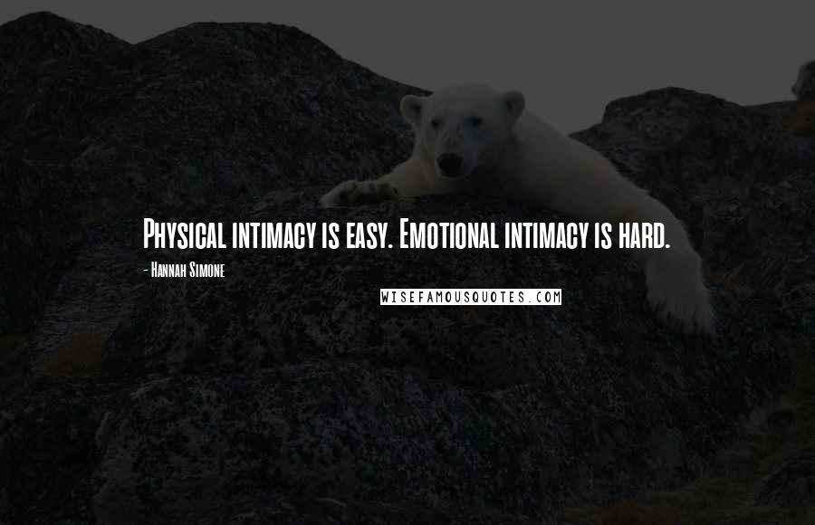 Hannah Simone Quotes: Physical intimacy is easy. Emotional intimacy is hard.