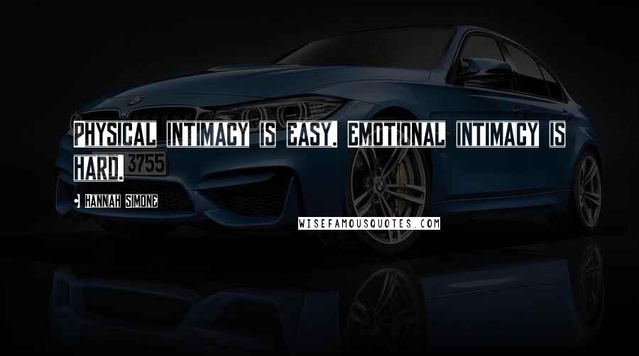 Hannah Simone Quotes: Physical intimacy is easy. Emotional intimacy is hard.