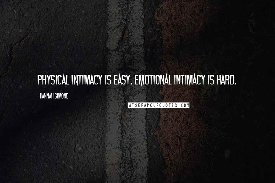 Hannah Simone Quotes: Physical intimacy is easy. Emotional intimacy is hard.