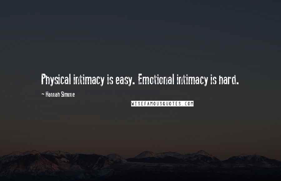 Hannah Simone Quotes: Physical intimacy is easy. Emotional intimacy is hard.