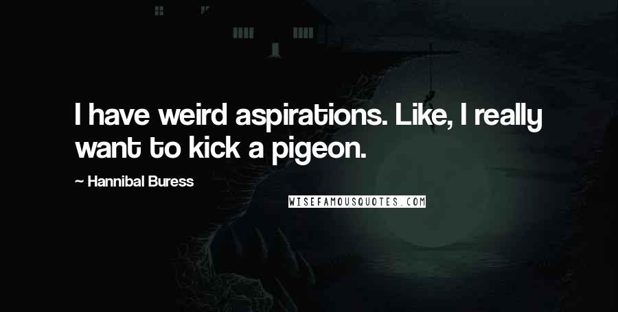 Hannibal Buress Quotes: I have weird aspirations. Like, I really want to kick a pigeon.