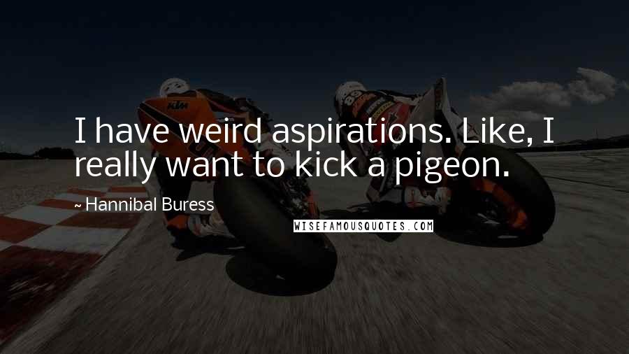 Hannibal Buress Quotes: I have weird aspirations. Like, I really want to kick a pigeon.