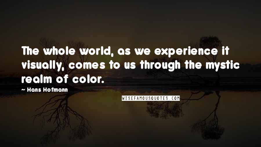 Hans Hofmann Quotes: The whole world, as we experience it visually, comes to us through the mystic realm of color.