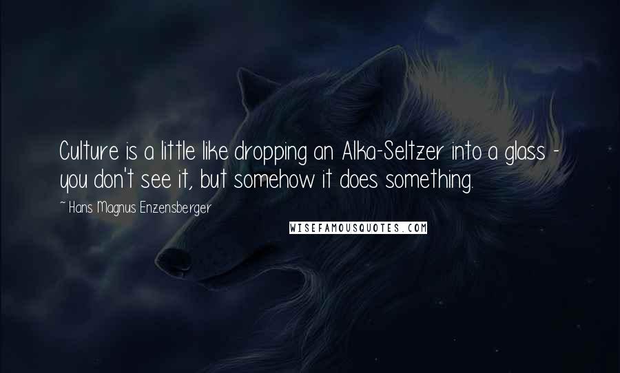 Hans Magnus Enzensberger Quotes: Culture is a little like dropping an Alka-Seltzer into a glass - you don't see it, but somehow it does something.