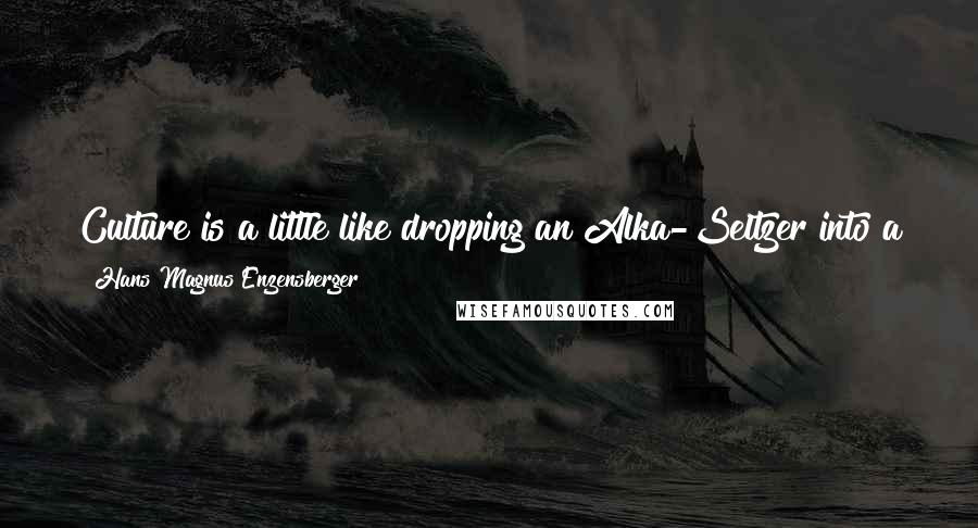 Hans Magnus Enzensberger Quotes: Culture is a little like dropping an Alka-Seltzer into a glass - you don't see it, but somehow it does something.