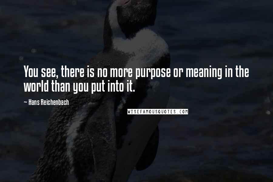 Hans Reichenbach Quotes: You see, there is no more purpose or meaning in the world than you put into it.