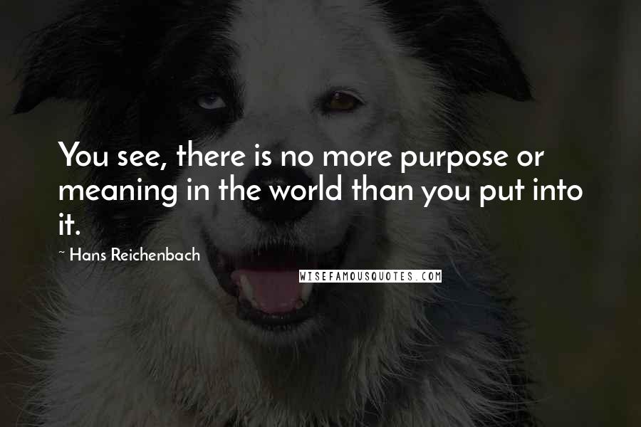 Hans Reichenbach Quotes: You see, there is no more purpose or meaning in the world than you put into it.