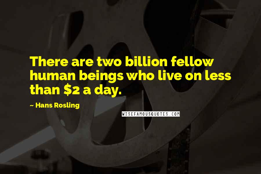 Hans Rosling Quotes: There are two billion fellow human beings who live on less than $2 a day.
