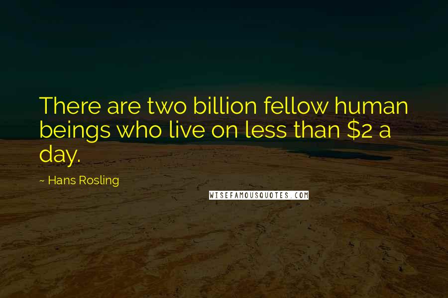 Hans Rosling Quotes: There are two billion fellow human beings who live on less than $2 a day.