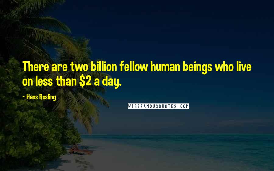 Hans Rosling Quotes: There are two billion fellow human beings who live on less than $2 a day.