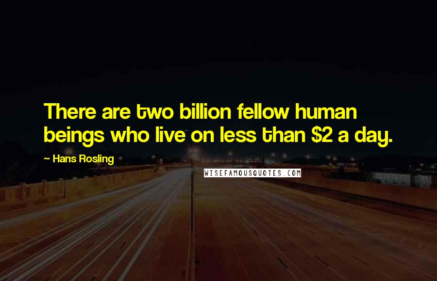 Hans Rosling Quotes: There are two billion fellow human beings who live on less than $2 a day.