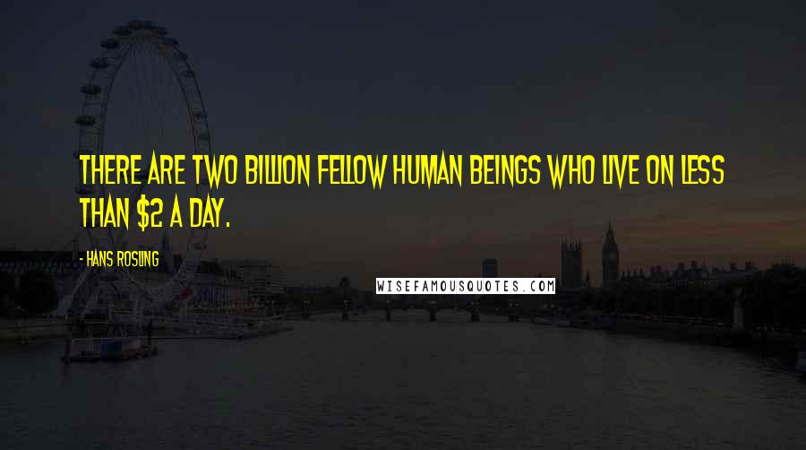 Hans Rosling Quotes: There are two billion fellow human beings who live on less than $2 a day.