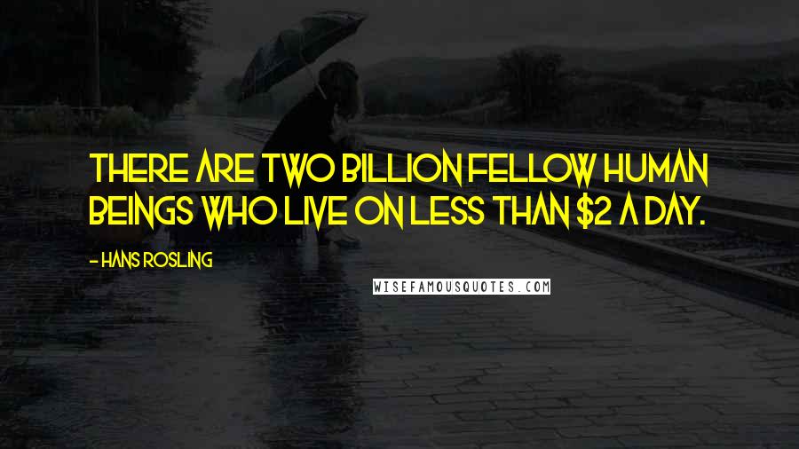 Hans Rosling Quotes: There are two billion fellow human beings who live on less than $2 a day.