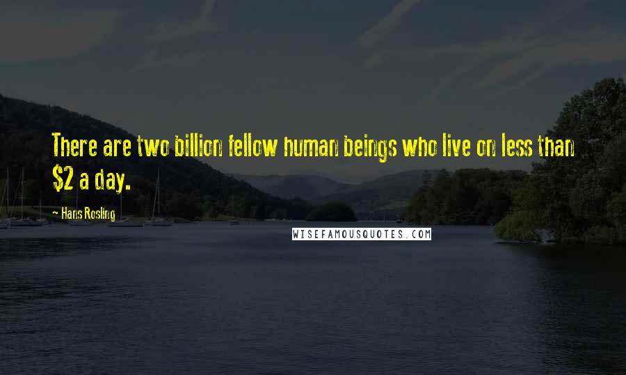 Hans Rosling Quotes: There are two billion fellow human beings who live on less than $2 a day.