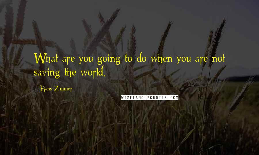 Hans Zimmer Quotes: What are you going to do when you are not saving the world.