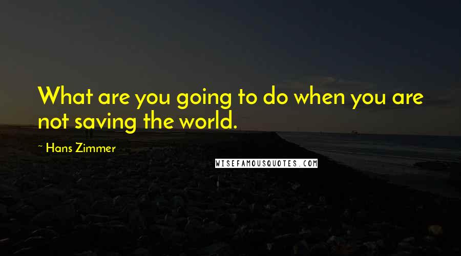 Hans Zimmer Quotes: What are you going to do when you are not saving the world.