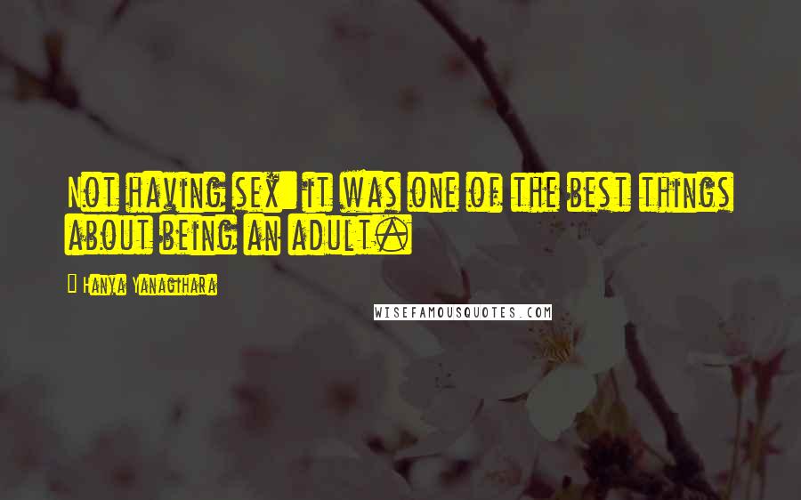 Hanya Yanagihara Quotes: Not having sex: it was one of the best things about being an adult.