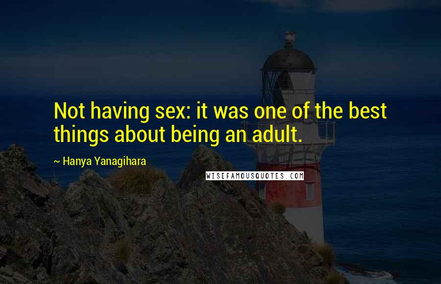 Hanya Yanagihara Quotes: Not having sex: it was one of the best things about being an adult.