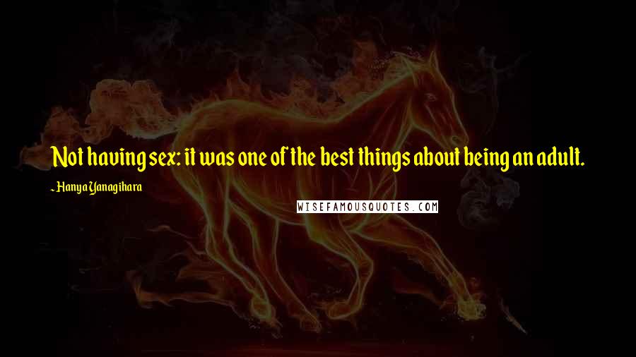 Hanya Yanagihara Quotes: Not having sex: it was one of the best things about being an adult.