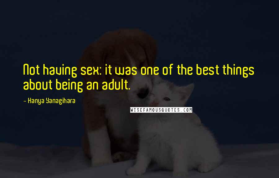 Hanya Yanagihara Quotes: Not having sex: it was one of the best things about being an adult.