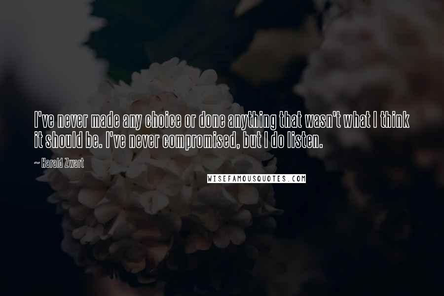Harald Zwart Quotes: I've never made any choice or done anything that wasn't what I think it should be. I've never compromised, but I do listen.