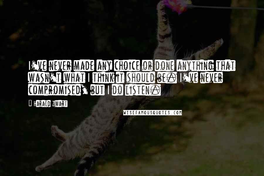 Harald Zwart Quotes: I've never made any choice or done anything that wasn't what I think it should be. I've never compromised, but I do listen.