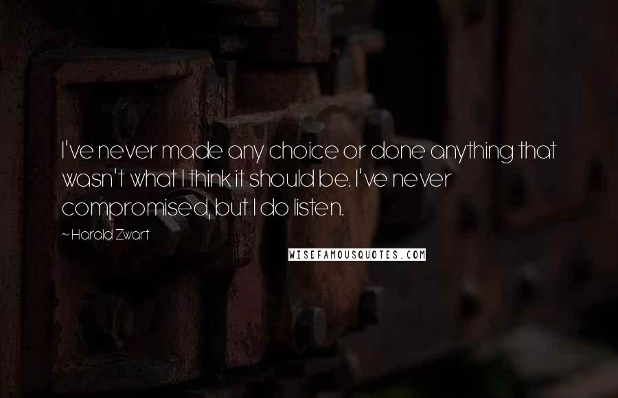 Harald Zwart Quotes: I've never made any choice or done anything that wasn't what I think it should be. I've never compromised, but I do listen.