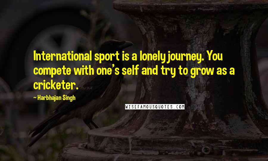 Harbhajan Singh Quotes: International sport is a lonely journey. You compete with one's self and try to grow as a cricketer.