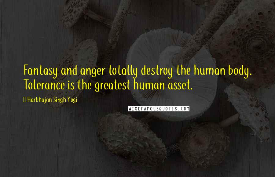 Harbhajan Singh Yogi Quotes: Fantasy and anger totally destroy the human body. Tolerance is the greatest human asset.