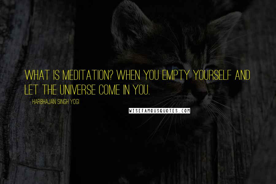Harbhajan Singh Yogi Quotes: What is meditation? When you empty yourself and let the universe come in you.