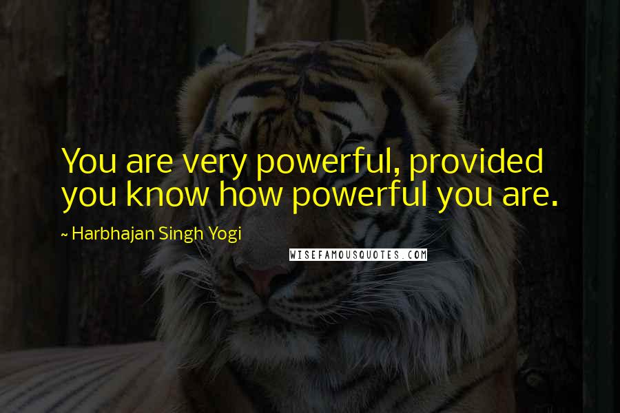 Harbhajan Singh Yogi Quotes: You are very powerful, provided you know how powerful you are.