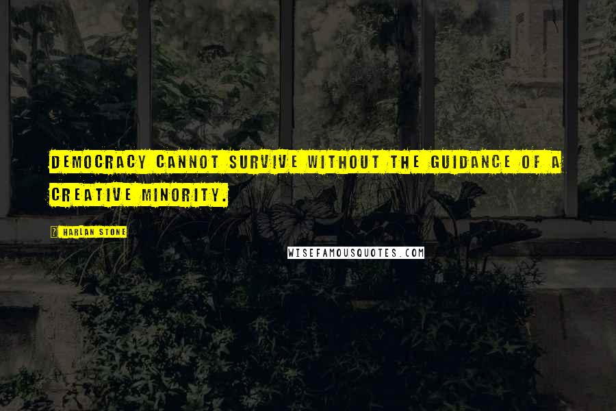 Harlan Stone Quotes: Democracy cannot survive without the guidance of a creative minority.