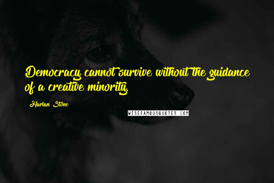 Harlan Stone Quotes: Democracy cannot survive without the guidance of a creative minority.