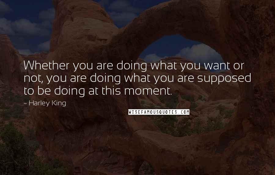 Harley King Quotes: Whether you are doing what you want or not, you are doing what you are supposed to be doing at this moment.