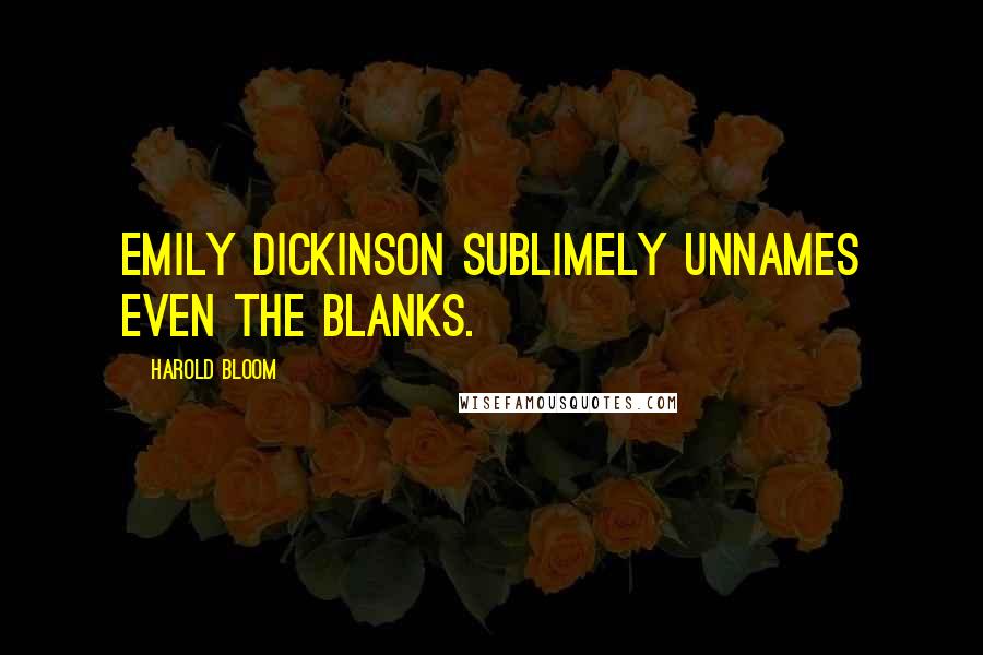 Harold Bloom Quotes: Emily Dickinson sublimely unnames even the blanks.