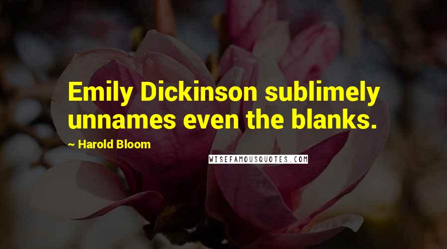 Harold Bloom Quotes: Emily Dickinson sublimely unnames even the blanks.
