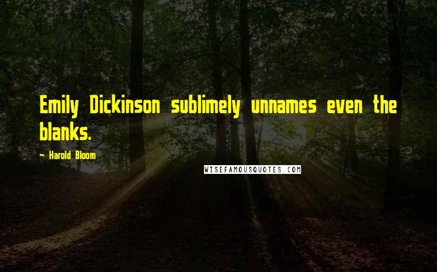 Harold Bloom Quotes: Emily Dickinson sublimely unnames even the blanks.