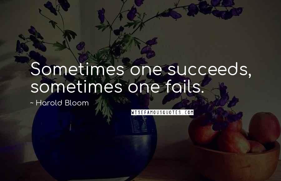 Harold Bloom Quotes: Sometimes one succeeds, sometimes one fails.