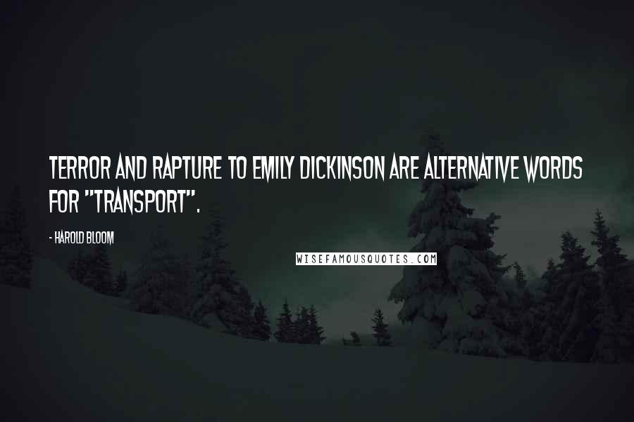 Harold Bloom Quotes: Terror and rapture to Emily Dickinson are alternative words for "transport".