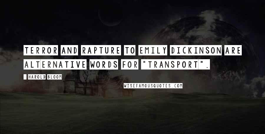 Harold Bloom Quotes: Terror and rapture to Emily Dickinson are alternative words for "transport".