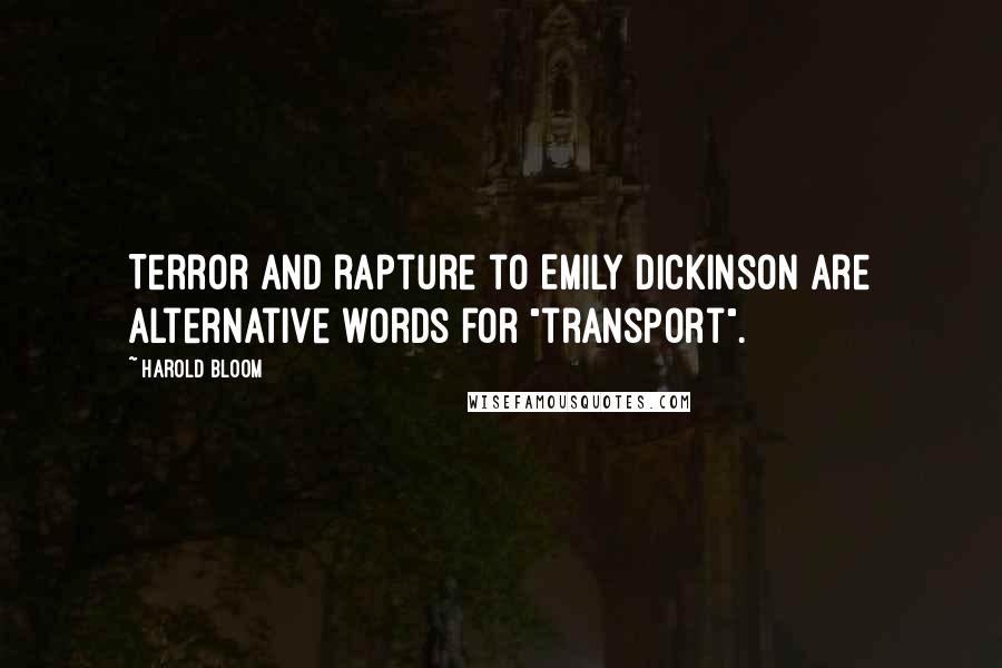 Harold Bloom Quotes: Terror and rapture to Emily Dickinson are alternative words for "transport".