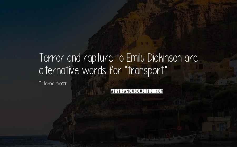 Harold Bloom Quotes: Terror and rapture to Emily Dickinson are alternative words for "transport".