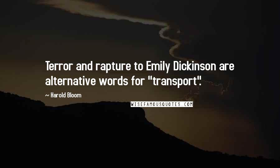 Harold Bloom Quotes: Terror and rapture to Emily Dickinson are alternative words for "transport".