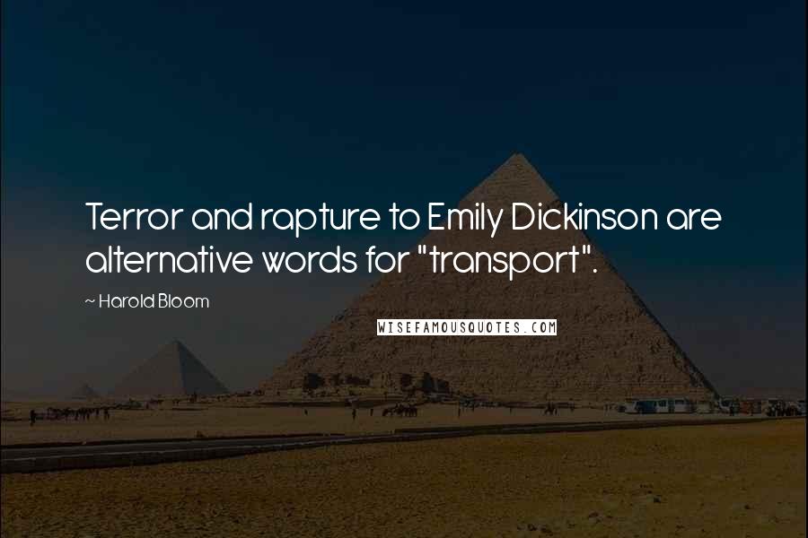 Harold Bloom Quotes: Terror and rapture to Emily Dickinson are alternative words for "transport".