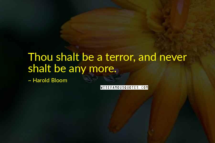 Harold Bloom Quotes: Thou shalt be a terror, and never shalt be any more.