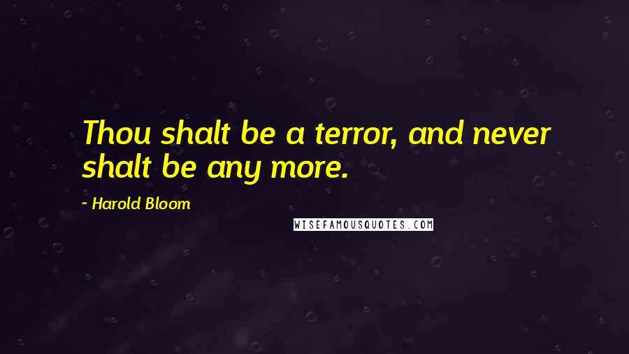 Harold Bloom Quotes: Thou shalt be a terror, and never shalt be any more.