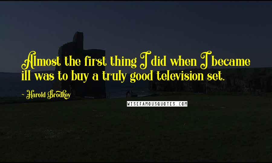 Harold Brodkey Quotes: Almost the first thing I did when I became ill was to buy a truly good television set.